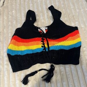 Colorful Striped Knit Crop Top